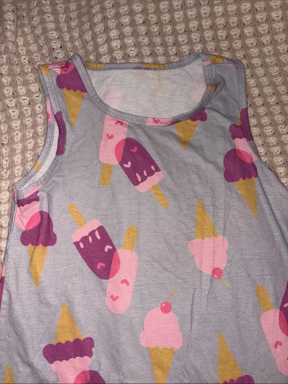 Kids Gray Ice Cream Print Sleeveless Pajama sz 11